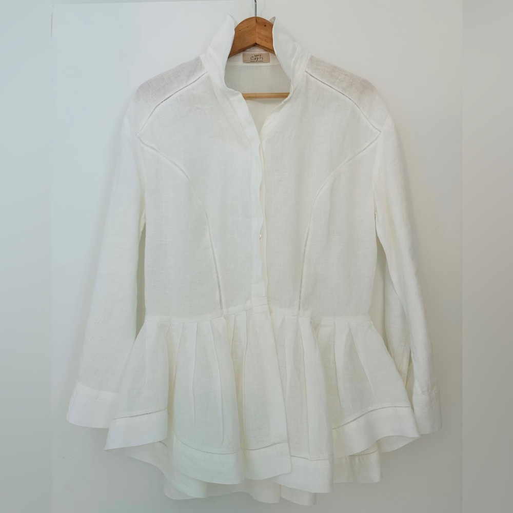 100% Capri Women’s White Peplum Shirt Size XL